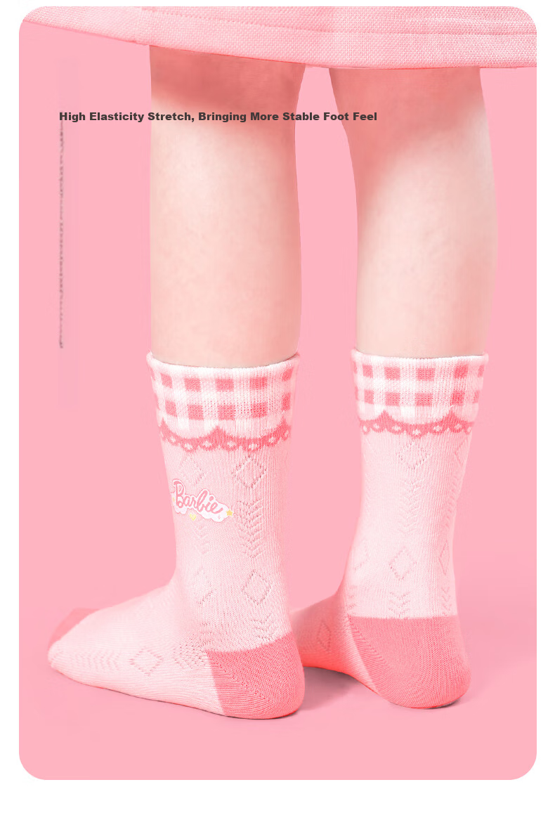 Barbie Children's Socks, Girls' Mid-Calf Cotton Socks for Spring And Autumn, Cute Long Socks for School-Age Girls 8