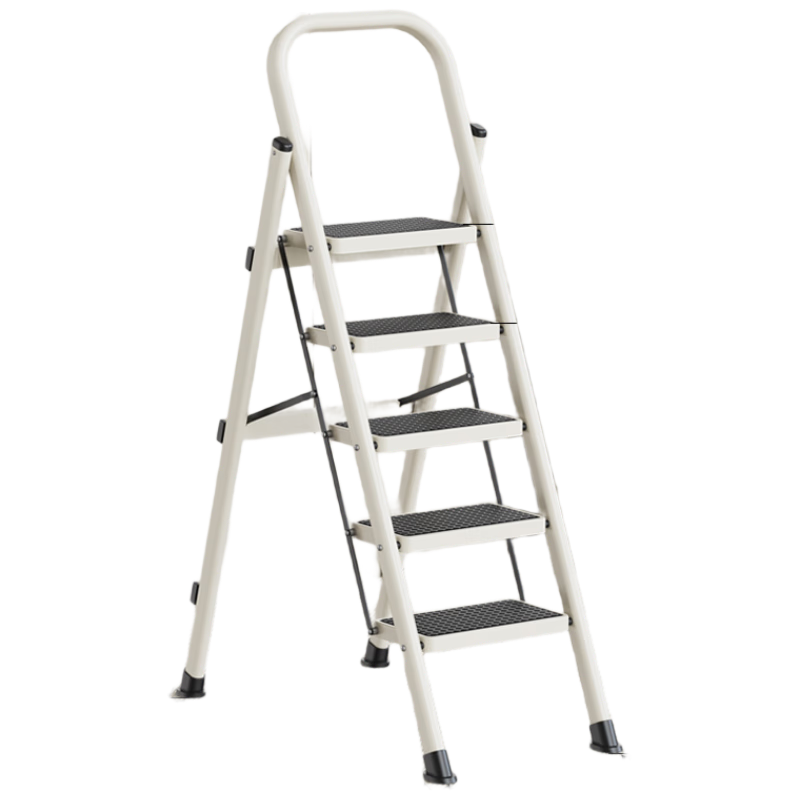 DELIXI Household Folding Multi-Functional A-Frame Ladder, Portable Aluminum Alloy Climbing Staircase, Small Step Ladder with 5 Steps