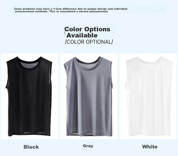 LangSha Sleeveless Tank Top Vest for Men, Ice Silk Undershirt, Thin Mesh Quick-Dry Sports Fitness Undershirt, 3-Pack 13