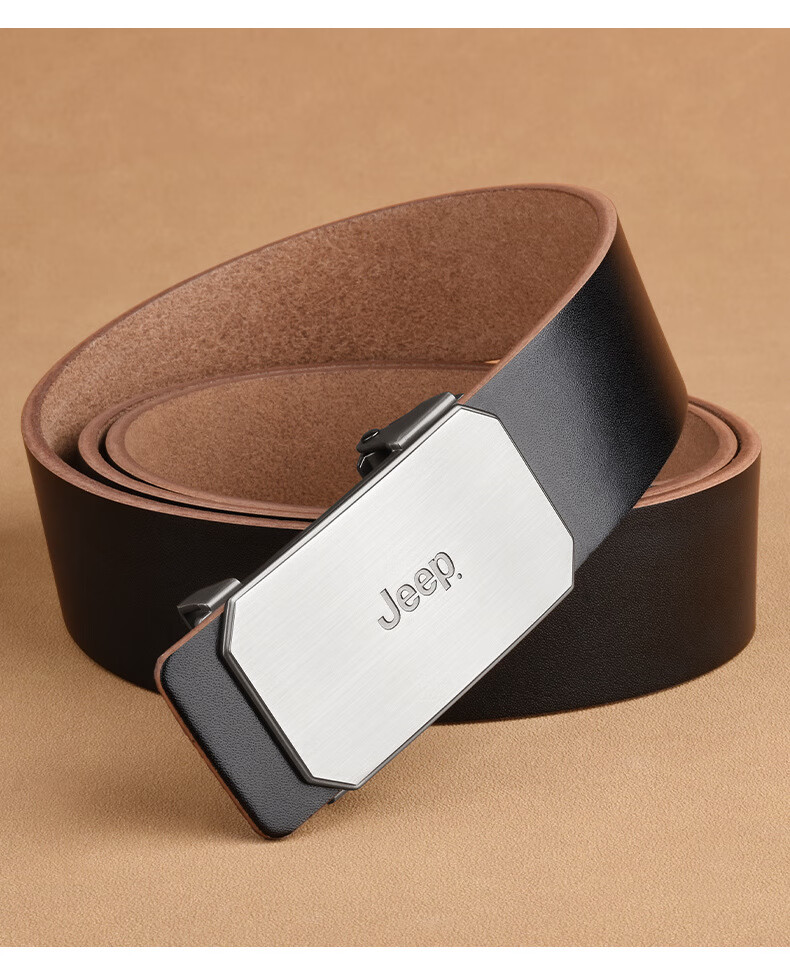 JEEP Leather Belt for Men, Top-Grain Cowhide, Toothless Inner Belt, Casual High-End Trouser Belt, Birthday Gift for Boyfriend Or Husband 3