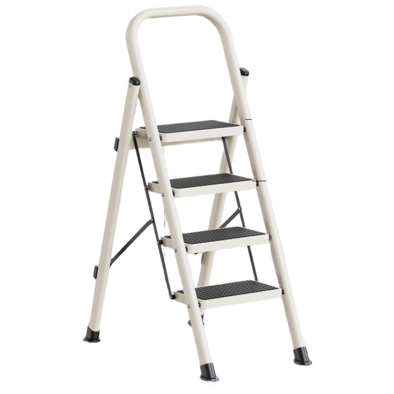 DELIXI Household Folding Ladder, Multifunctional A-Frame Ladder, Portable Aluminum Alloy Climbing Ladder, Step Ladder with 4 Steps