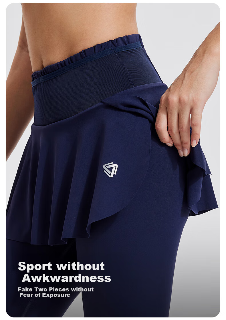 Cosleaf Women's Running Fitness Pants with Built-In Shorts, Anti-Exposure Slim-Fit Elastic Yoga Leggings, Professional Waist Bag Sports Pants 8