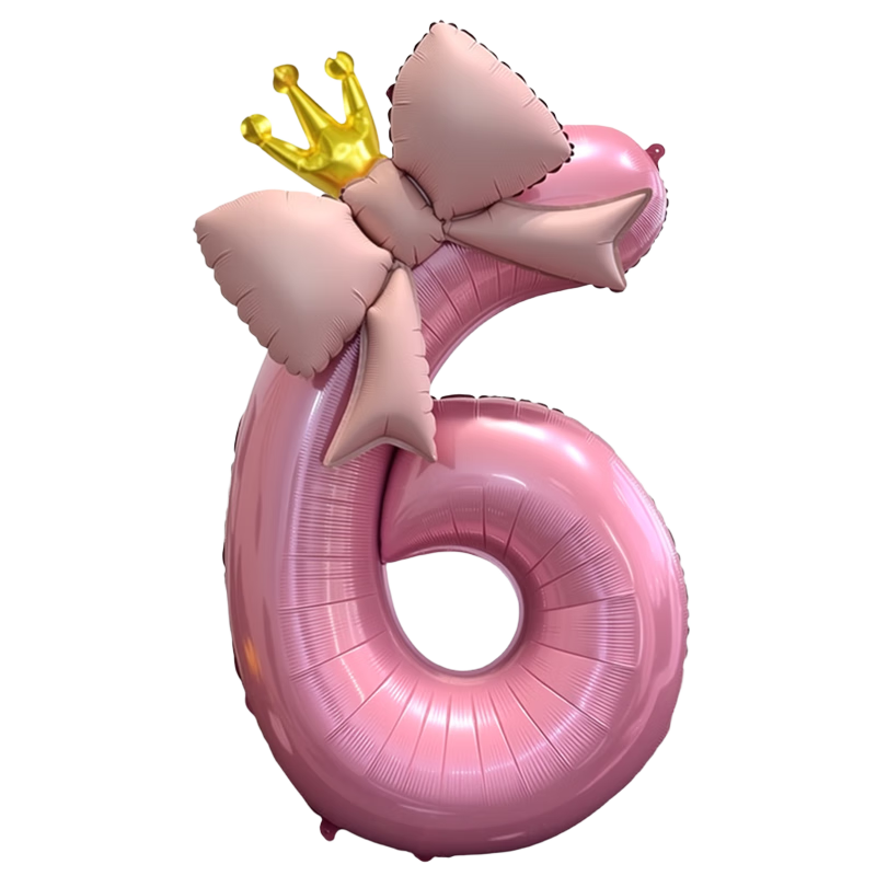 Shicai Pink Number Balloon Bow, Birthday Gift for Boys And Girls, First Birthday Party Decoration, Photo Prop, 6 Pieces