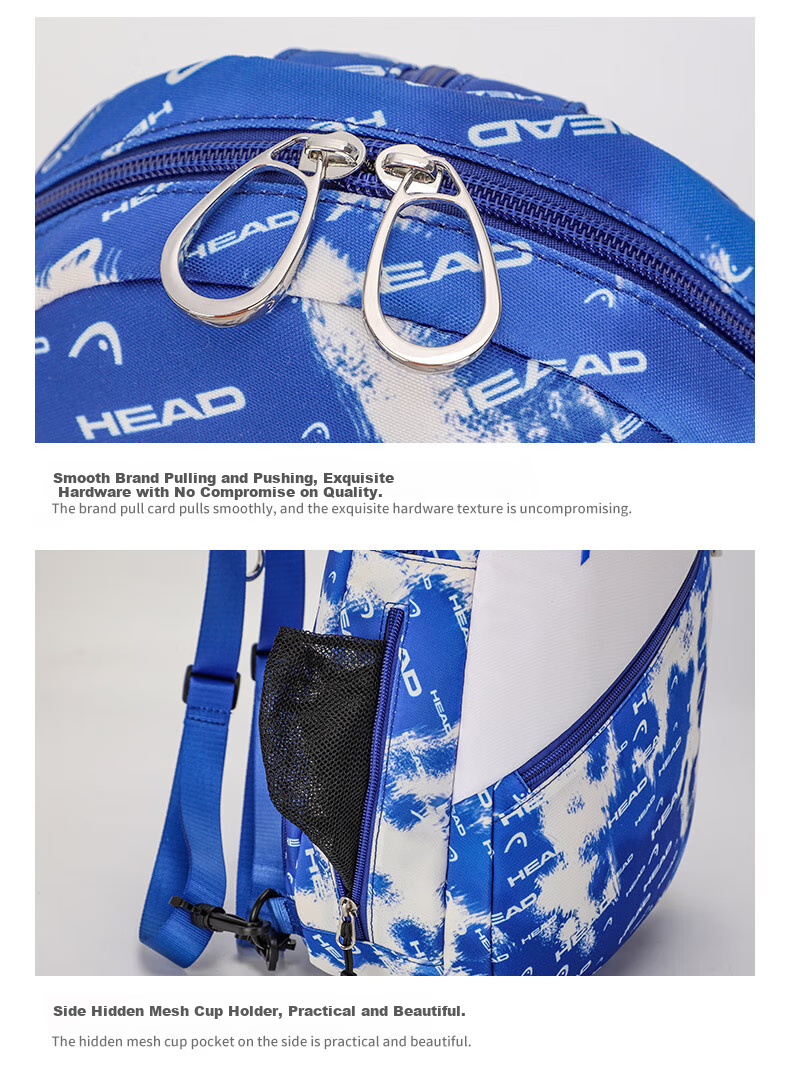 HEAD Tennis Racket Bag, Outdoor Casual Mini Backpack, Student Travel Schoolbag, Badminton Sports Small Shoulder Bag 17