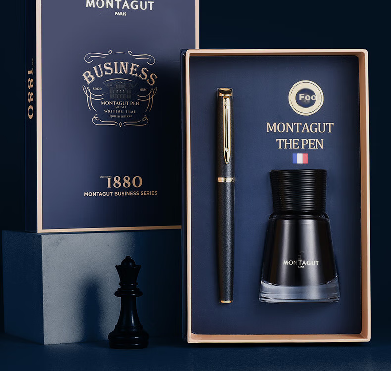 MONTAGUT [Best-Selling Product] Fountain Pen for Men And Women, High-End Business Adult Writing Practice Pen with Ink Set Gift, Ruizhi Series Pearl Red 0.5mm 2