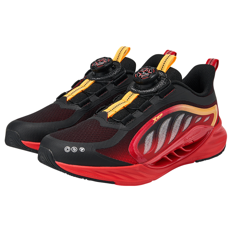 XTEP Kids Toddler Sports Shoes Lightweight Protective Running Shoes Black/Champion Red Size 29