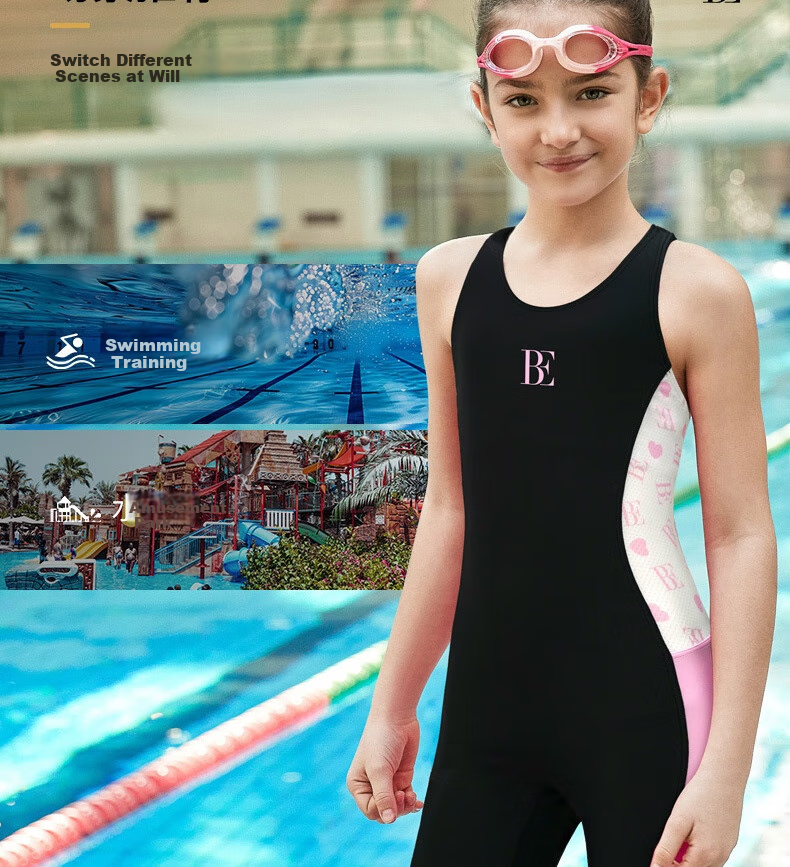 BALNEAIRE Children's One-Piece Swimsuit for Older Kids And Teenagers, Competitive Straight-Leg Anti-Chlorine Swim Training Suit 260311 130 11