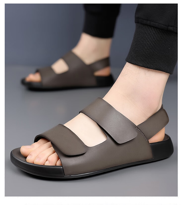 Aokang Men's Summer Sandals Beach Shoes Fashion Outdoor Casual Sports Sandals Birkenstock Style Khaki Size 40 7