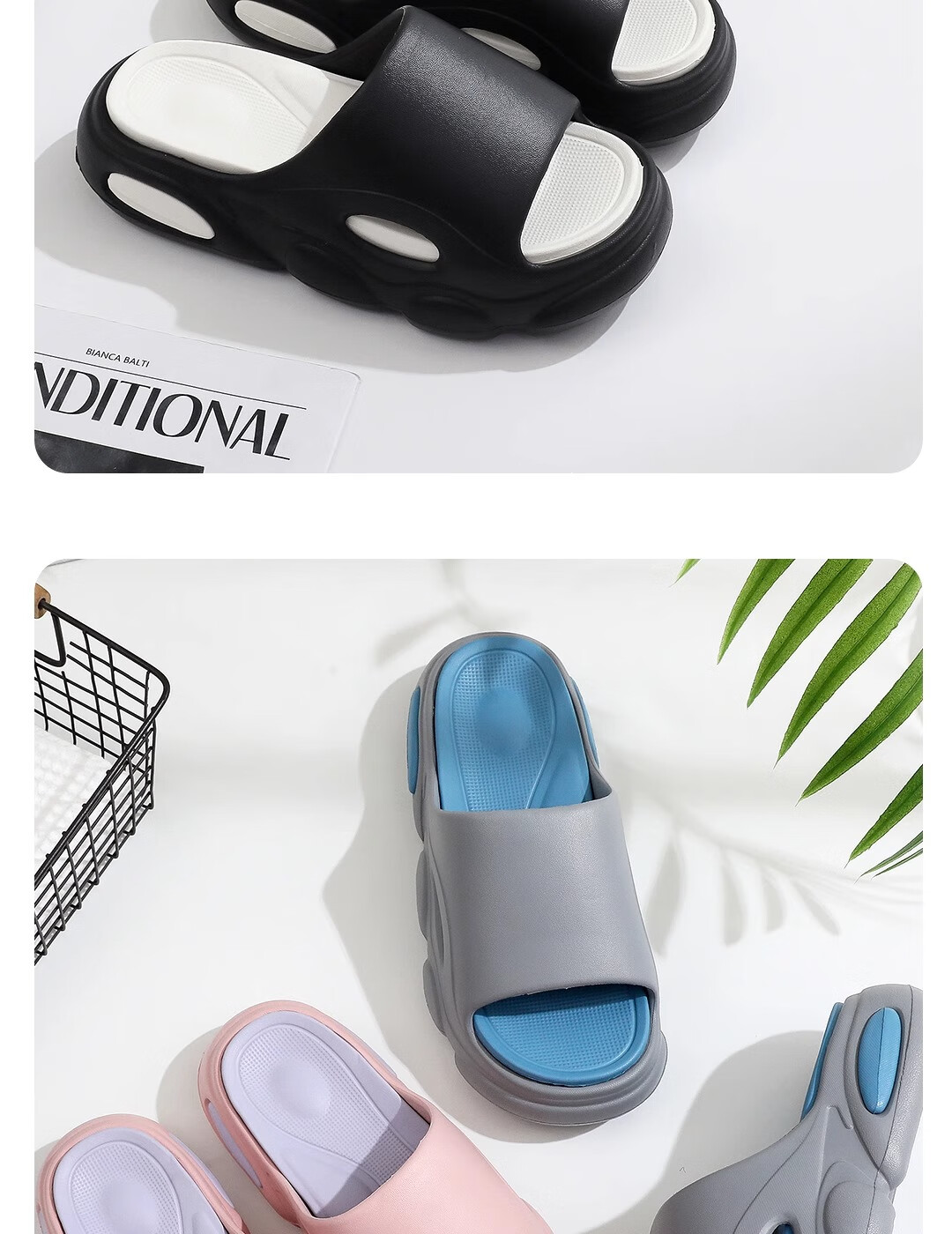 GUOLUOFEI Thick-Soled Slippers for Men, Summer Outdoor Wear, Sports Thick Sole, Stepping-On Feeling, Outdoor Non-Slip Couple Sandals, Pink Purple, Size 35-36 3