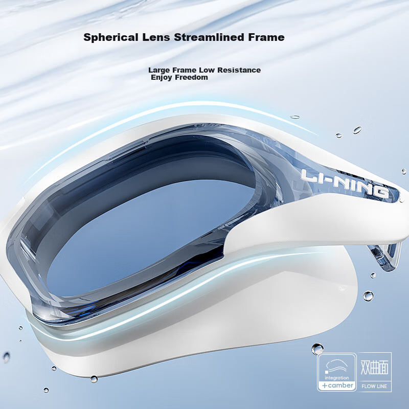 Li-Ning Swimming Goggles, Waterproof And Anti-Fog, High-Definition for Men And Women, Professional Training Clear Lens Swim Glasses, 2801 Black-Gree