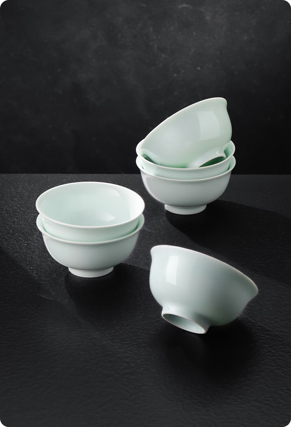 Jdz High-Temperature Ceramic Tableware Set, Home Use, Shadow Blue Bowls And Plates, Chinese-Style High-End Mid-Autumn Festival Gift, Dishwasher Safe, Flowing Shadow Patter 9