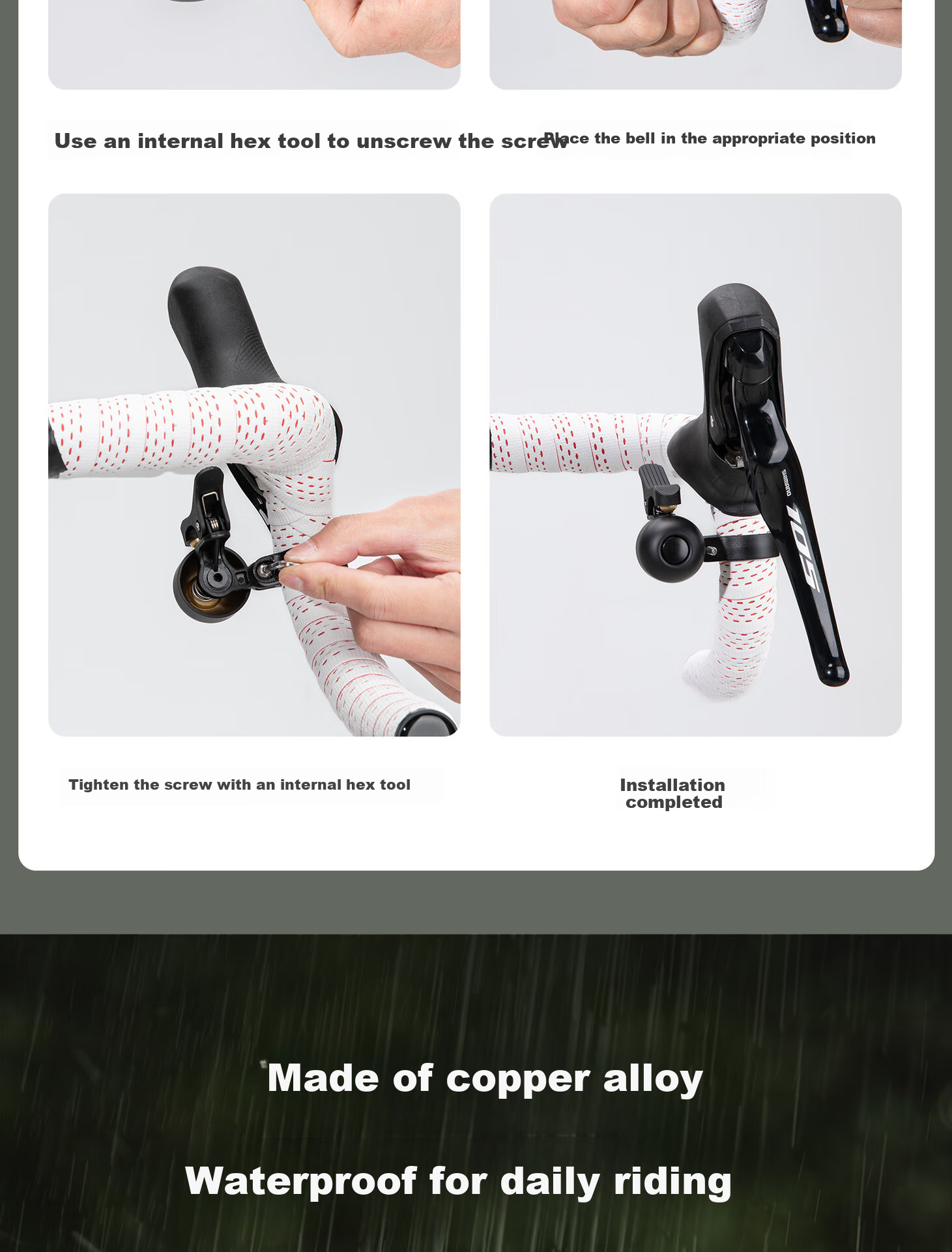 ROCKBROS Road Bike Bell Handlebar Bicycle Warning Horn Retro Bicycle City Commute Cycling Accessory Right Bell 13