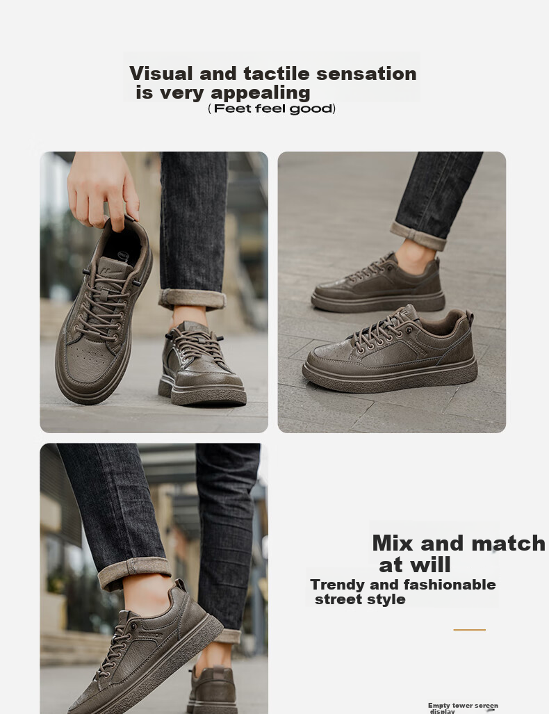 Huili Official Men's Shoes, Autumn And Winter New Casual Sports Leather Shoes, Slip-On Sneakers for Men, 2704 Black, Size 42 10