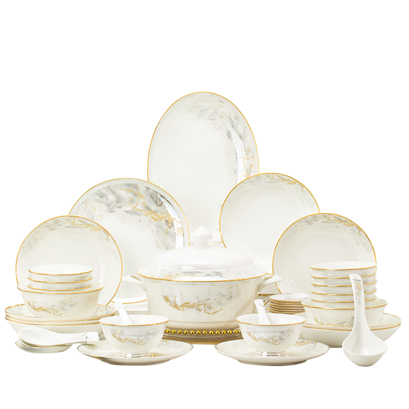 Mornenjoy Bowl Set for Home Use, Jingdezhen Porcelain Bowls And Plates, 2026 High-Quality Tableware Set, Housewarming Gift