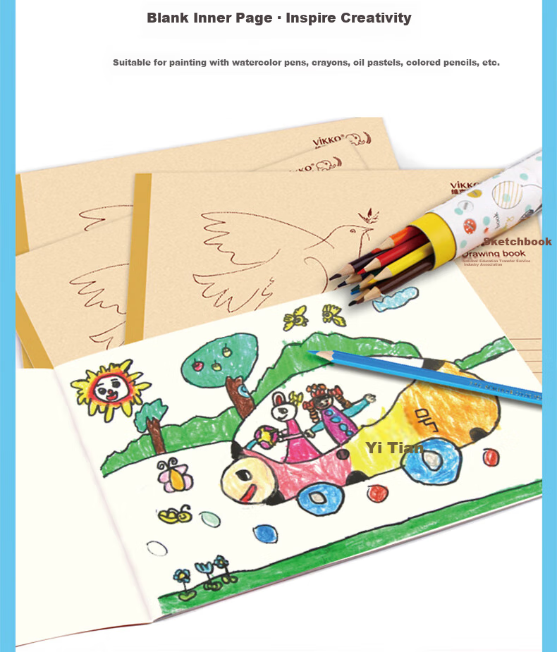 Duoliboshi 10-Pack, 16k20+2 Page Large Picture Book, Children's Blank Sketch Book, Kindergarten And Elementary School Art Book, Drawing Book, 16K Thick Sketch Pad, Doodle Book, Teacher Recommended 9