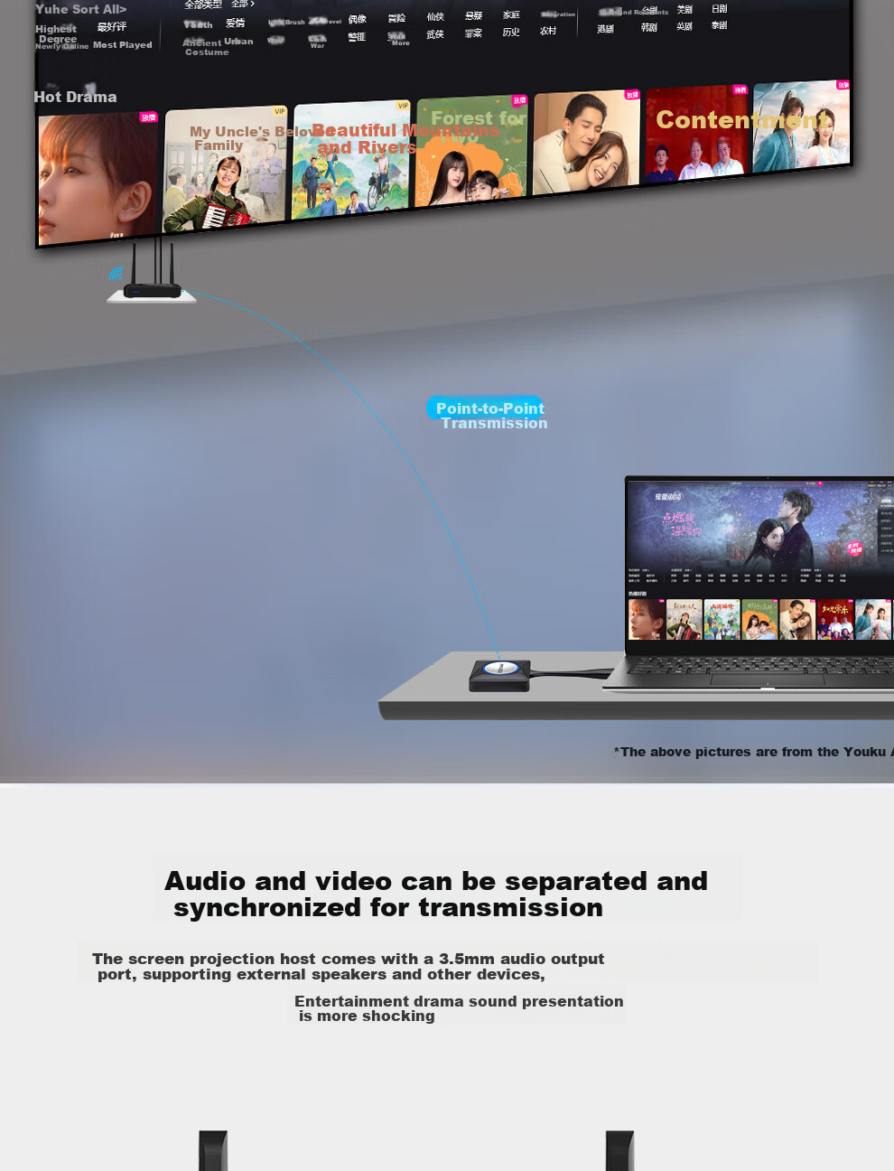 BOEGAM Enterprise Wireless Screen Mirroring HDMI Cable 4K HD Screen Sharing for Office Home Apple Android Huawei Phone to TV Projector VS200 Triple Pack 9