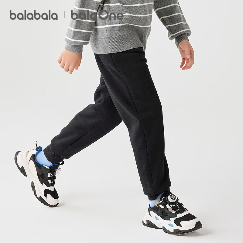 BALABALA Children's Long Pants, Boys And Girls Thick Fleece-Lined Trousers, Autumn And Winter Parent-Child Versatile Joggers, Casual Trendy Pants