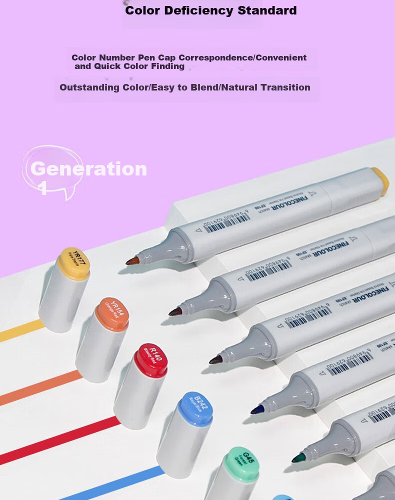 FINECOLOUR 5th Generation Alcohol-Based Dual-Tip Markers, 120 Colors Standard Pencil Case Set (With Base), Art Sketching Watercolor Pens 8