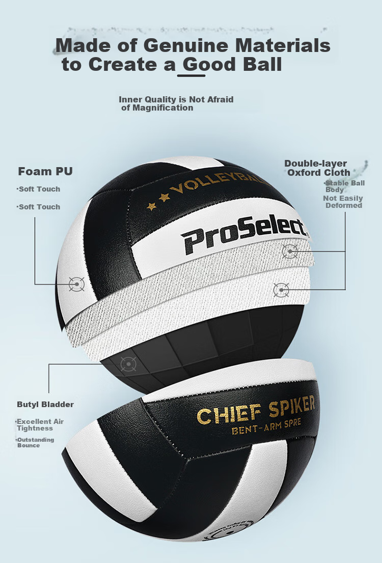 ProSelect Volleyball, Cool Reflective Professional Machine-Stitched, Student High School Entrance Exam Training, Size 5 Hard Volleyball, GV434M 2