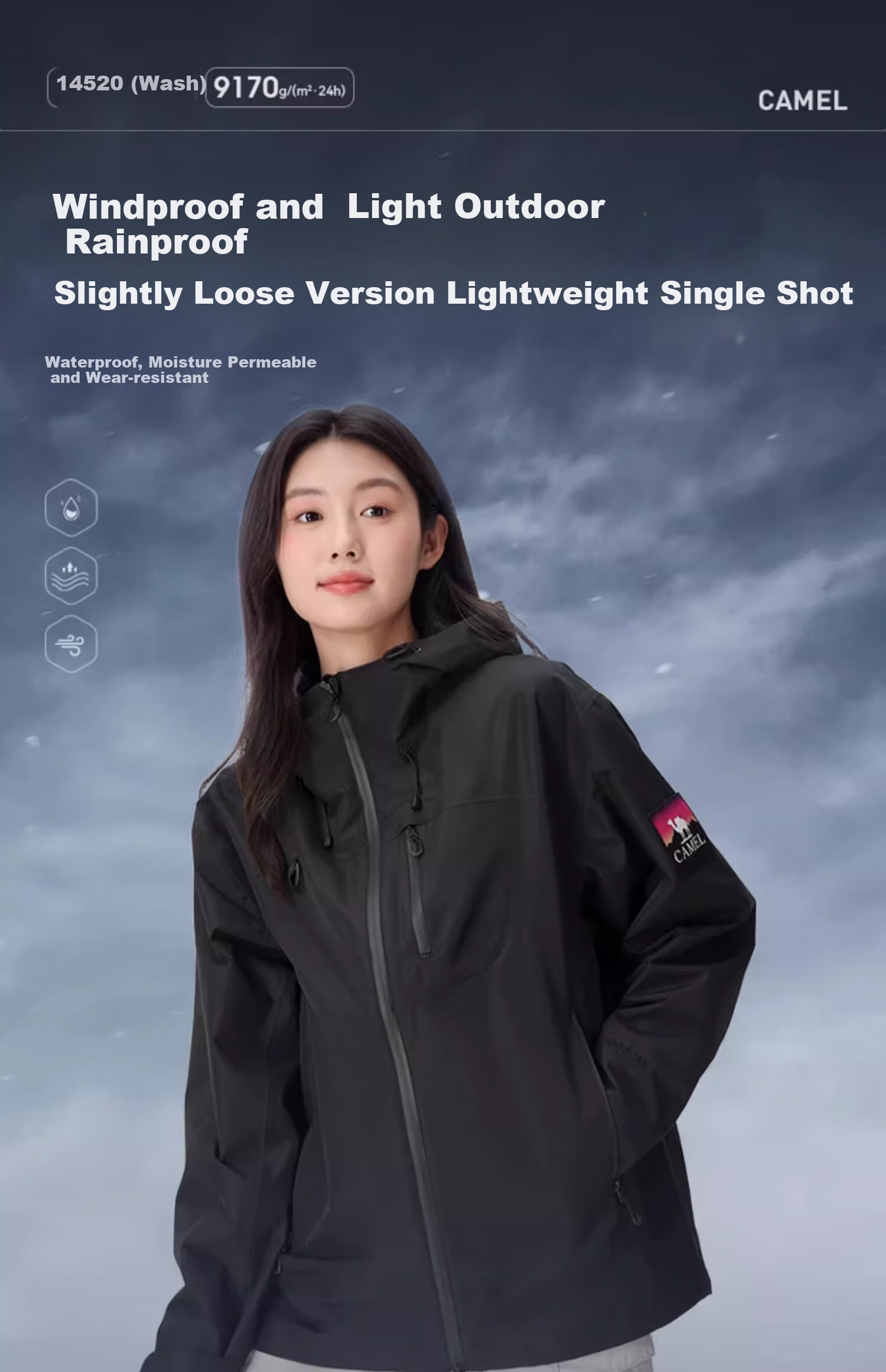 CAMEL Wang Junkai Edition Lightweight Windproof Waterproof Outdoor Mountaineering Jacket 1622 XL 1