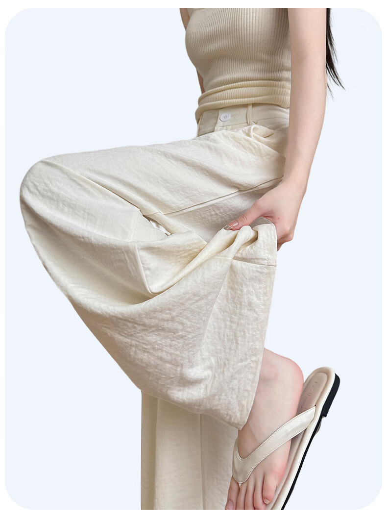 FitonTon Women's Puff Suit Pants, New Spring/summer 2026 High-Waisted Wide-Leg Trousers, Casual Elegant Draping Ladies' Pants 7
