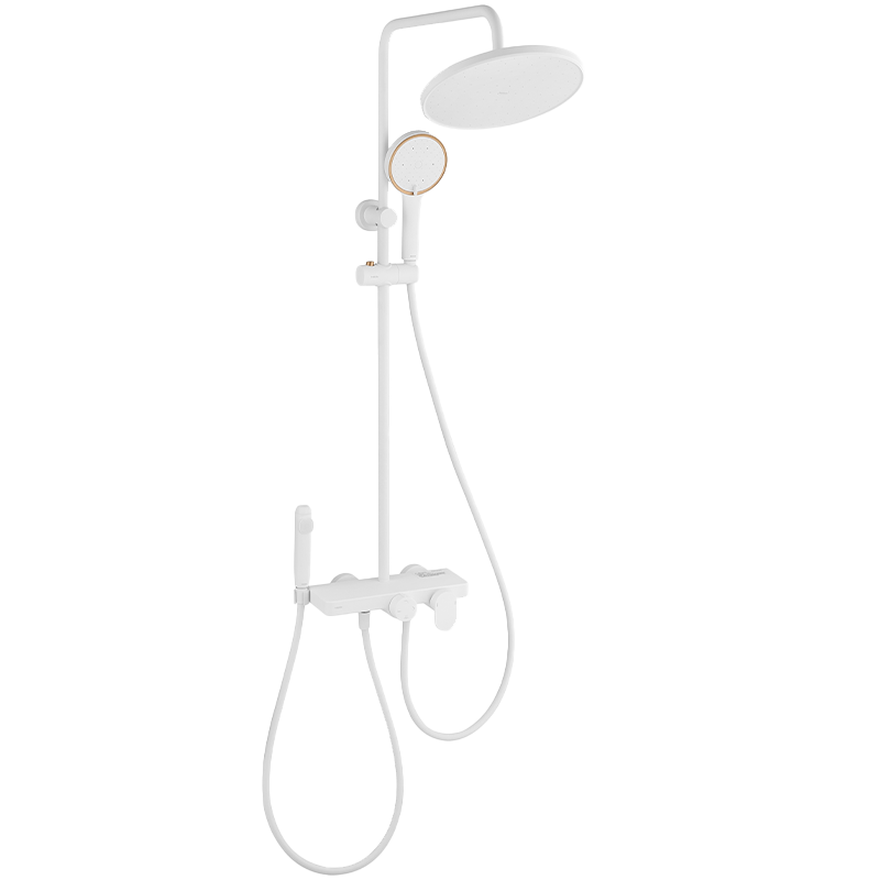 MOEN Shower Set with Storage Shelf, Automatic Descaling Large Rainfall Showerhead, Spray Gun, Off-White Complete Set 31244