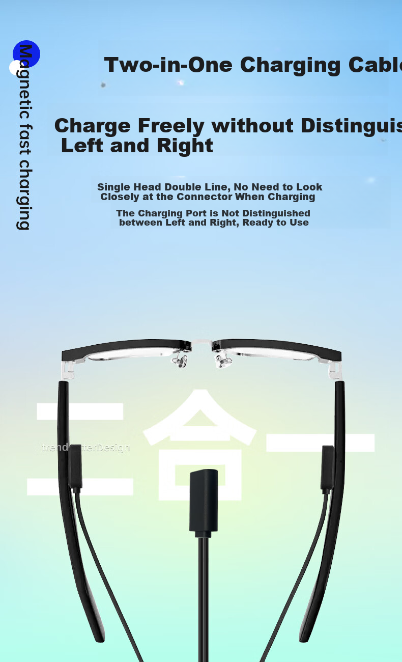 Chaofan Compatible with Jinghuan Glasses Charging Cable And Charger SS0201GL, Mijia Bluetooth Headphones Glasses Yj006/mz02 Two-In Magnetic Charging Cord Accessory 4