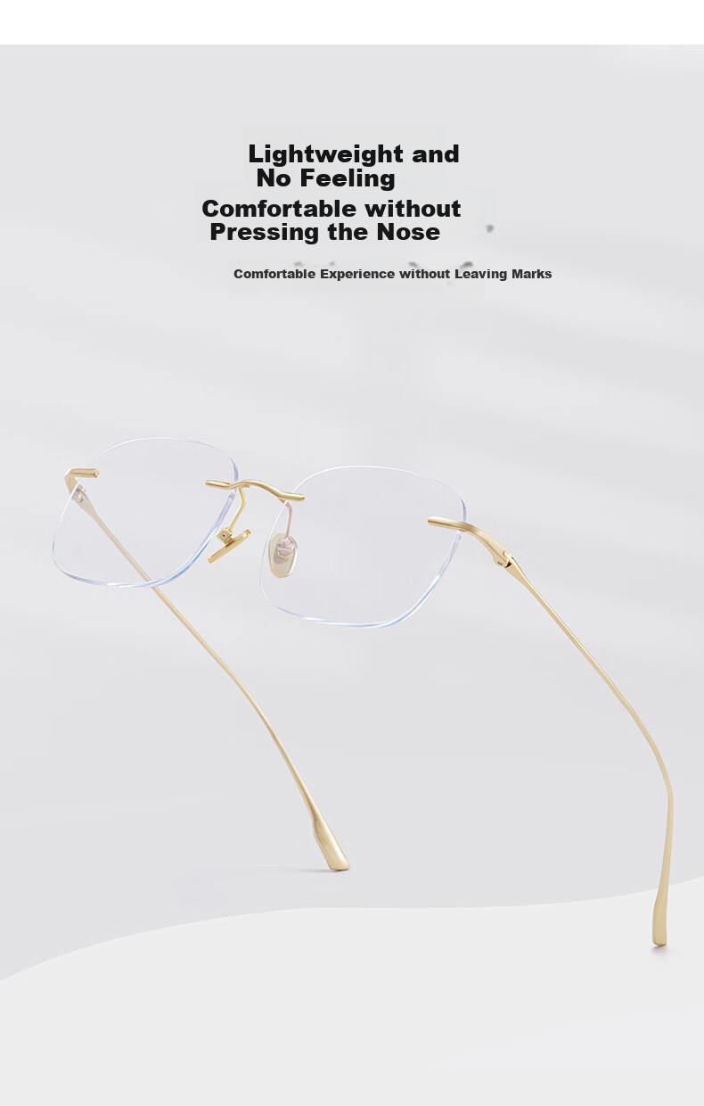 CAPONI Blue Light Blocking Glasses for Women, Pure Titanium Ultra-Light Frameless Gold Wire Flat Lens Glasses, Anti-Radiation Phone Protective Eyewear for Men, Non-Prescriptio 6