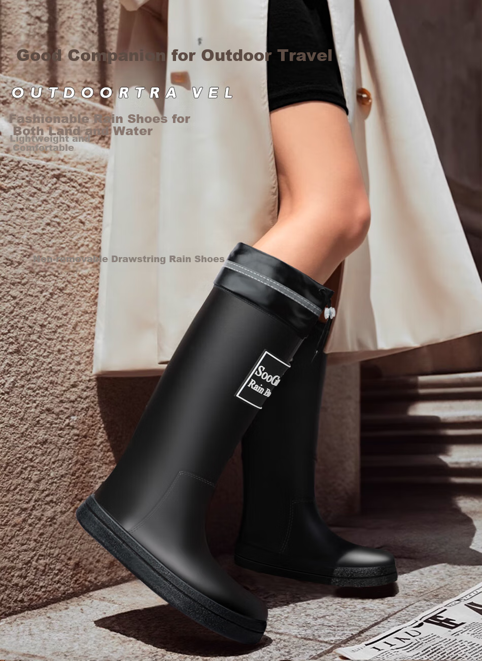 SooGree Women's Rain Boots, High-Top with Drawstring, Waterproof And Wear-Resistant, Outdoor Travel Water Shoes, Dirt-Resistant Rain Boots 1