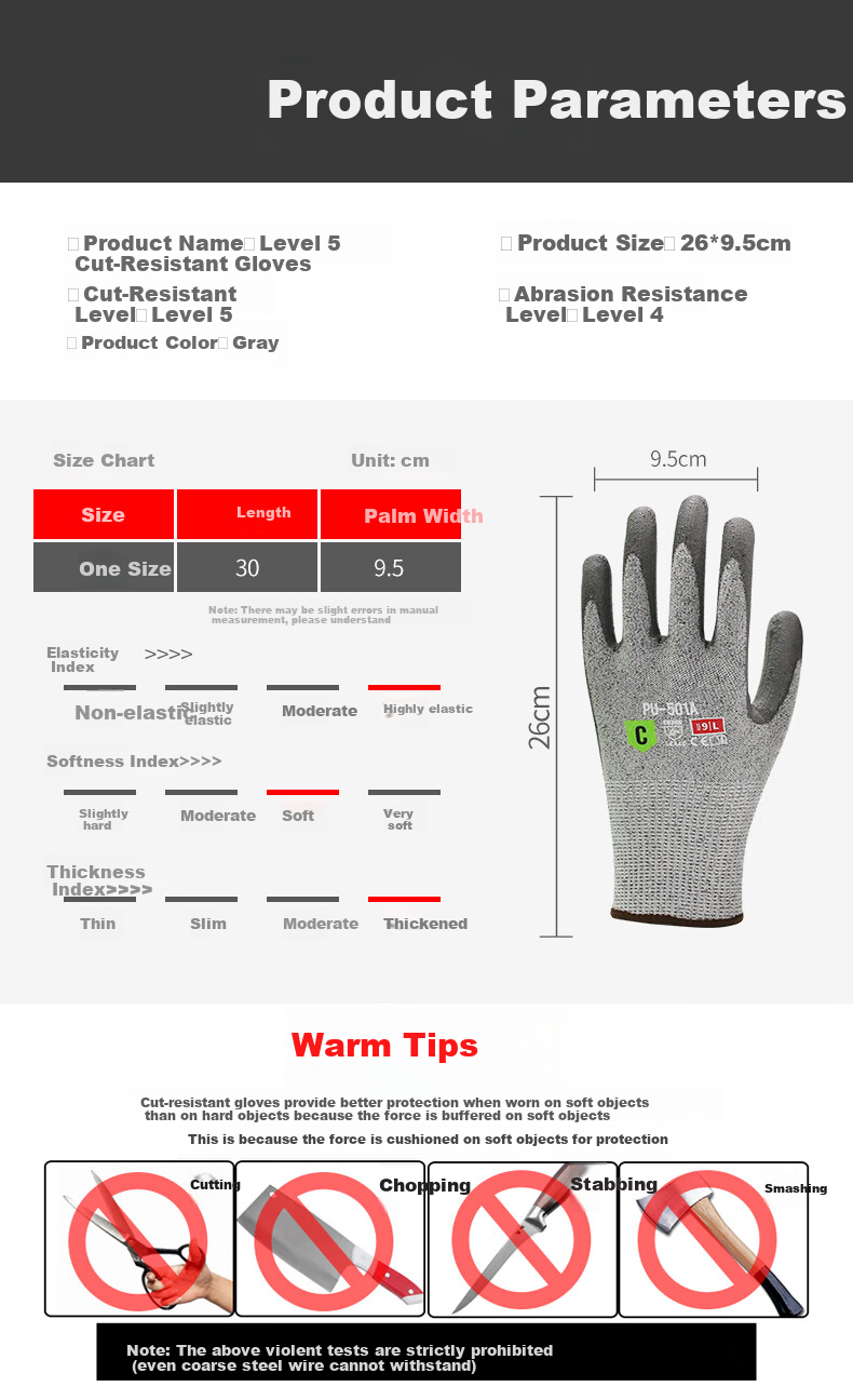 Maozheng Cut-Resistant Gloves, 1 Pair, Extended High-Elastic Blade for Cutting And Wounding, Woodworking Machinery Processing Maintenance Labor Protection [Genuine Product] 3