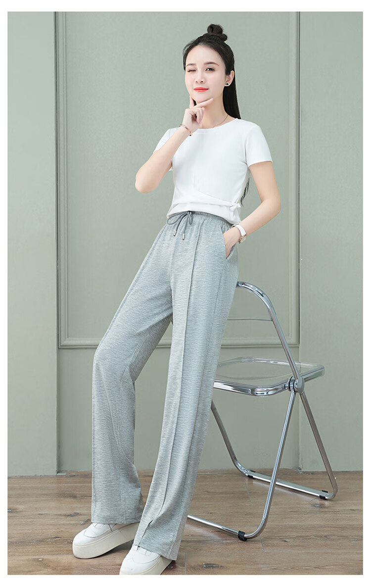 Woodpecker Women's Wide Leg Pants Spring Summer Straight Leg Sports Trousers High Waist Casual Slimming Draped Pants Green 4XL 15