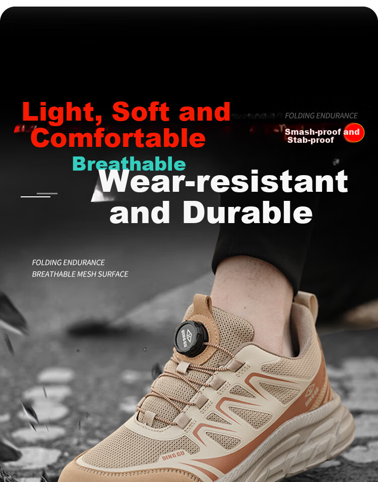 Dinggu Safety Shoes for Men, Lightweight All-Season Anti-Smashing Anti-Puncture Steel Toe Work Boots with Smart Buckle JD8071C41 1