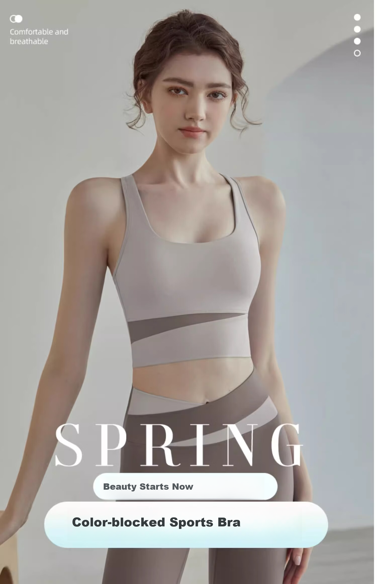 Youyou Women's Sports Bra, Anti-Shock And Anti-Sagging Yoga Fitness Vest with Straps, Two-Piece Set J12010GY Light Coffee 2XL 1