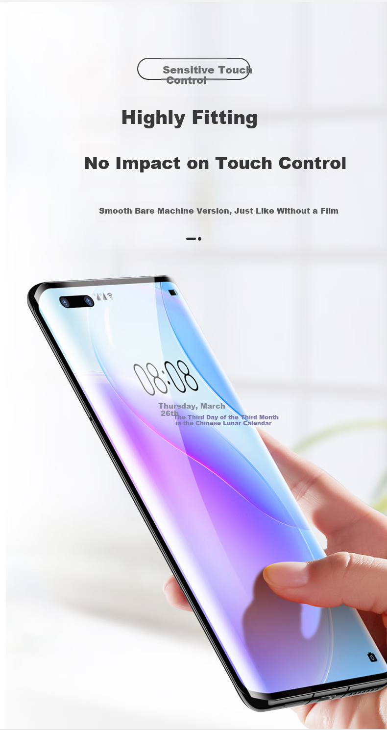 LANGLING Tempered Glass Screen Protector for Honor 50, Huawei Nova 9/nova 8/V40 Luxury Edition Phone Film, Full Coverage High Definition Glass Anti-Drop Wear-Resistant Anti-Fingerprint Front Film 2