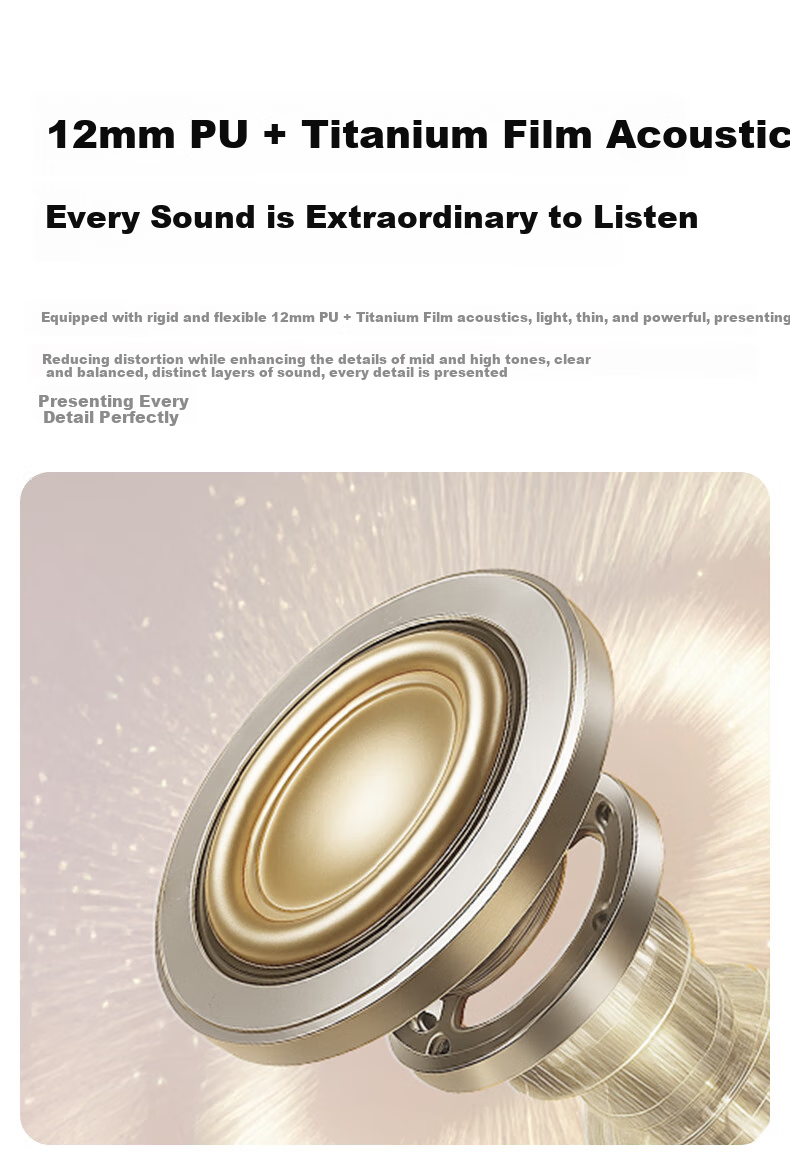 Lanshidun Bluetooth Headphones, Bone Conduction Concept Clip-On Wireless Open Non-In, Sports Running Cycling ENC Noise-Cancelling Headphones with Ultra-Long Battery Life, Supports APP, TS28 Beige 5