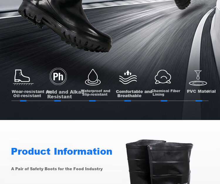 LONGLAST Thick Chemical Boots, High-Top Non-Slip Waterproof Shoes Rain Boots, Acid And Alkali Resistant, Black Rubber Shoes for Men And Women, Size 41 3