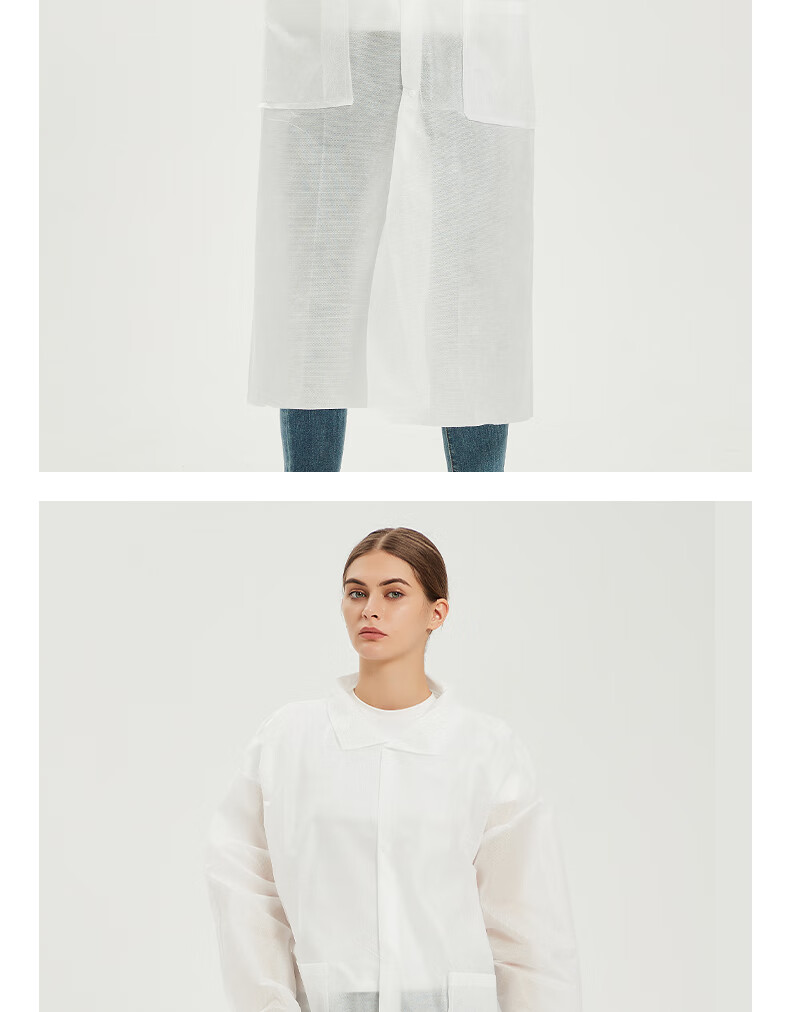 Aideer Disposable White Lab Coat Workwear Non-woven Breathable Dustproof Factory Laboratory Visitor Suit 5-Pack Velcro Thickened One Size CW761286 10