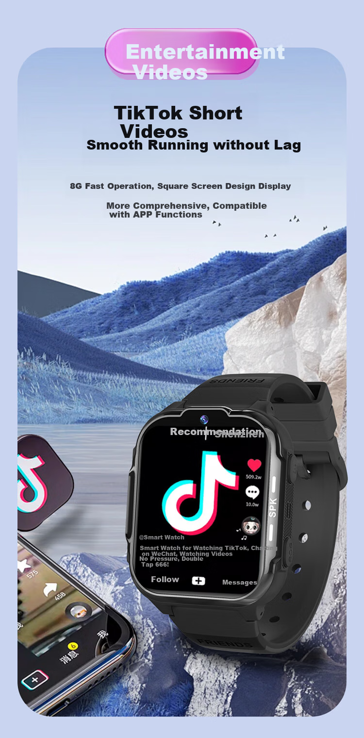 PALMHANG Smart Children's Phone Watch, 5G Full Network Compatible, Sports Video Watch, Suitable for Primary And Middle School Students, Can Insert SIM Card, GPS Precise Positioning, WeChat Multifunctional Youth Smart Watch 5