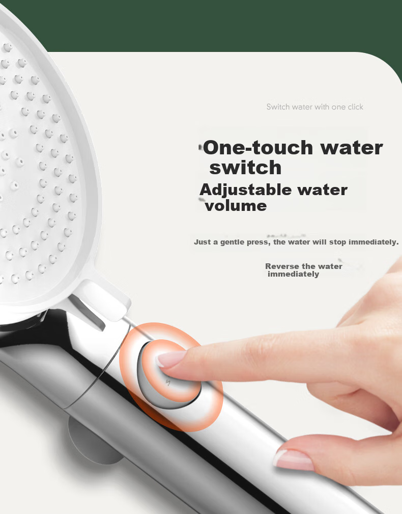 ARROW One-Button Water Stop Shower Head, Handheld High-Pressure Shower Head, Multi-Level Adjustable Handheld Shower Sprayer 4