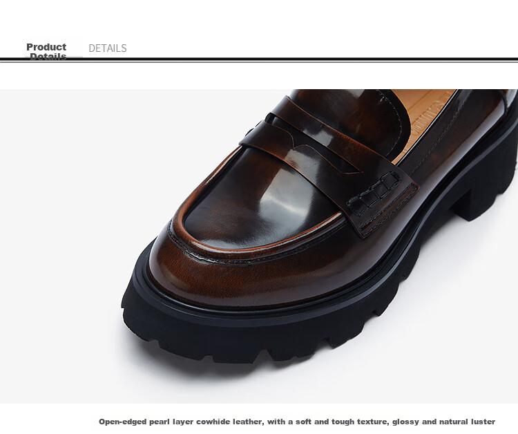Le Saunda Family Spring And Summer New British Retro Chunky Heel Loafers for Women 45301, Vintage Brown BRB, Size 36 4