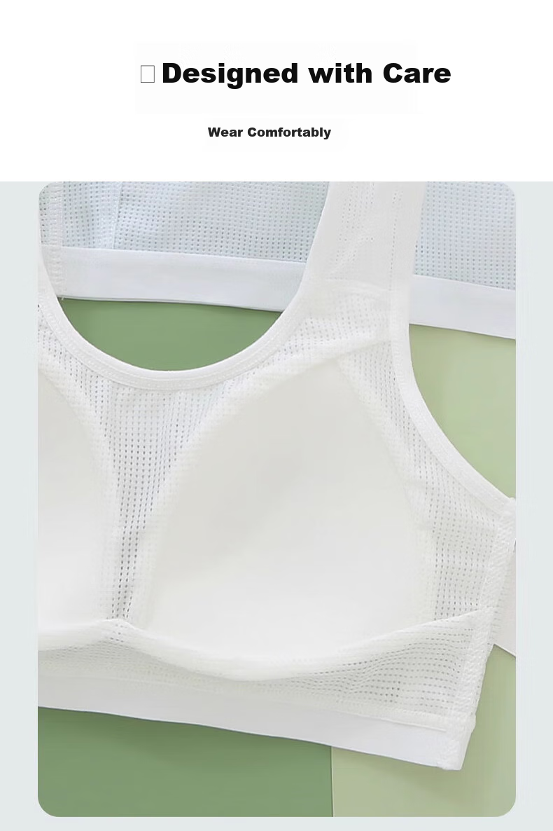 GUJIN 2 Pieces Sports Ultra-Thin Breathable Seamless Girls' Underwear, Puberty Stage Two Bra, for Middle School And Elementary School Students, Size L 8