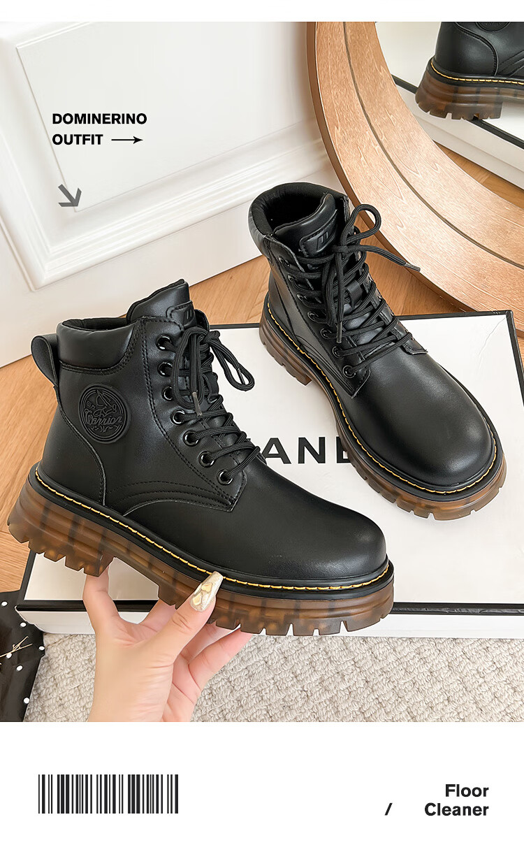 Warrior Martin Boots Women 2026 Autumn Winter New Thick Sole British Style Ankle Boots Pink Size 37 13