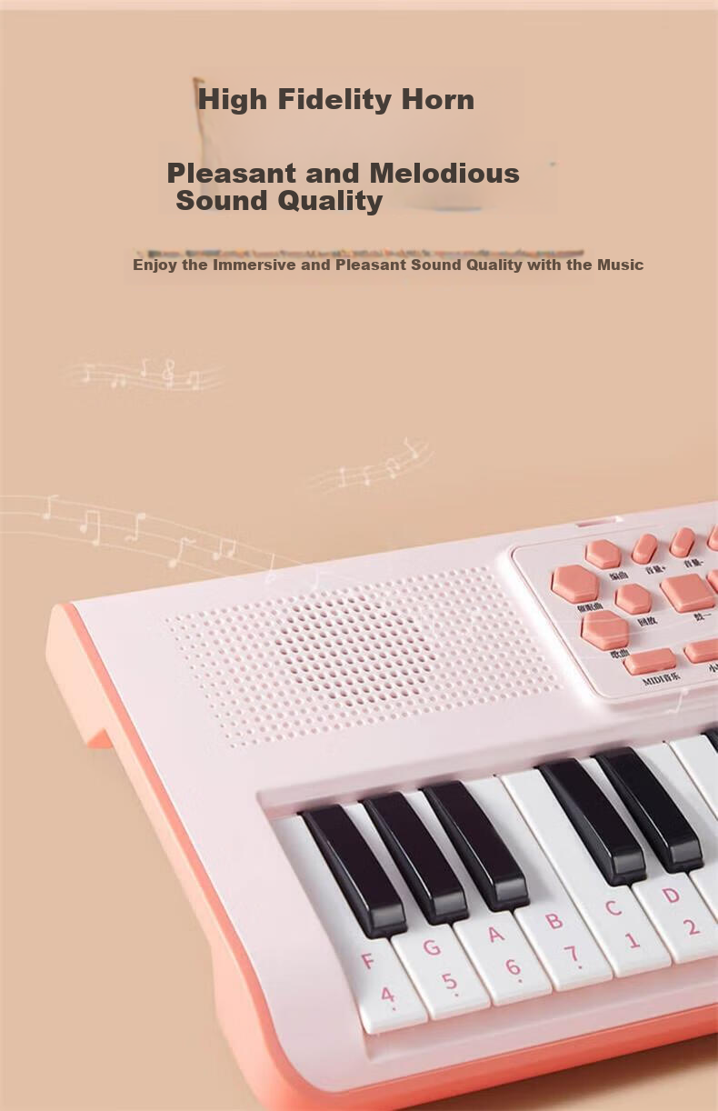Leleyu 37-Key Electronic Keyboard, Children's Toy Instrument, Beginner Early Education with Microphone, Small Piano, Birthday Gift for Boys And Girls 14