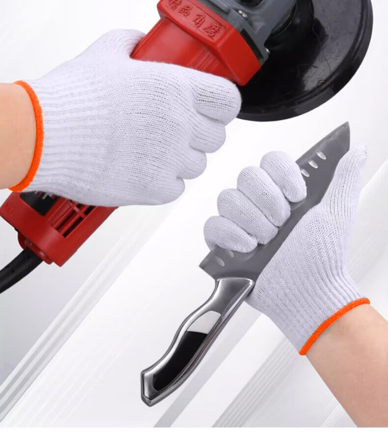 Xingbao Labor Protection Cotton Gloves Green Edge 12 Pairs Industrial Work Unisex Protective White Gloves Thickened Wear-Resistant Non-Slip Work Gloves Wholesale for Auto Repair Warehouse Handling 2