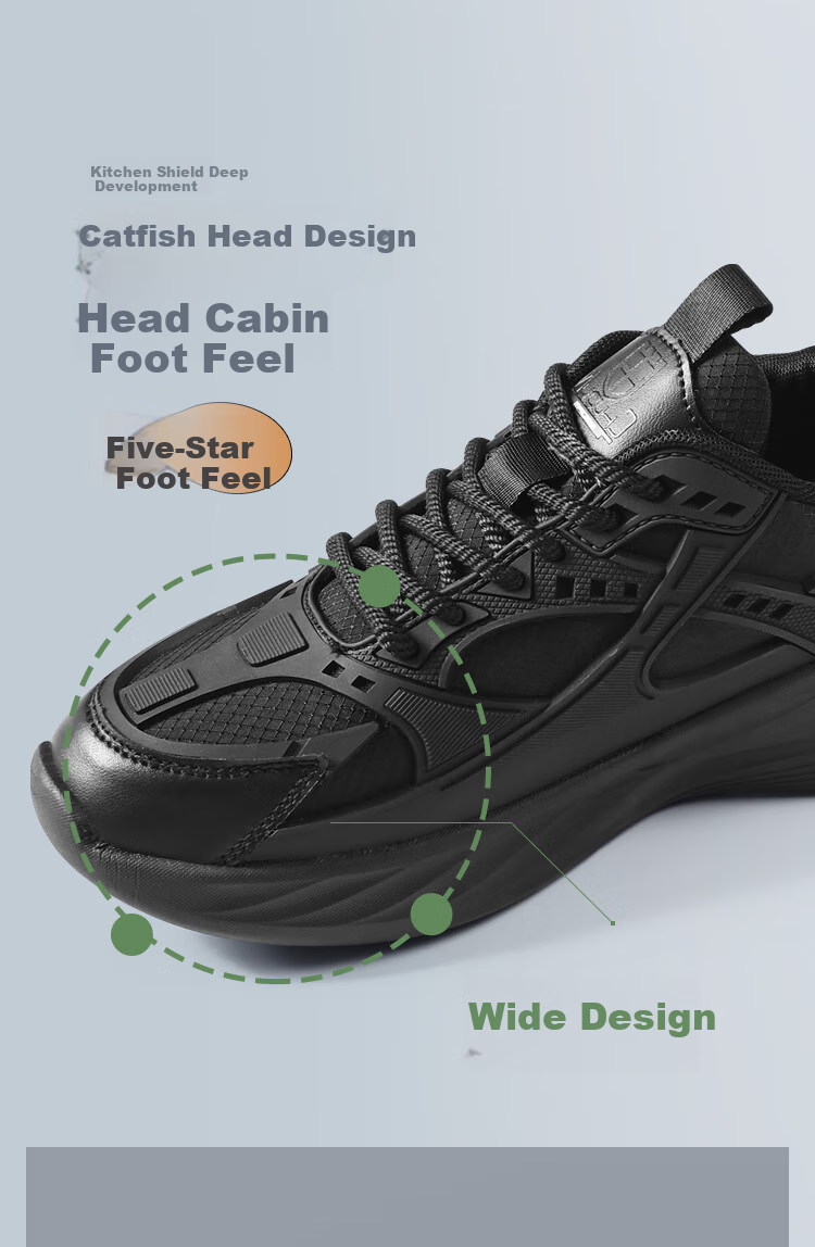 Chudun Chef Shoes for Men, Autumn Season, Non-Slip, Waterproof, Black, Odor-Resistant, Kitchen Back-Of Anti-Oil Sneakers, Size 42, Black 10