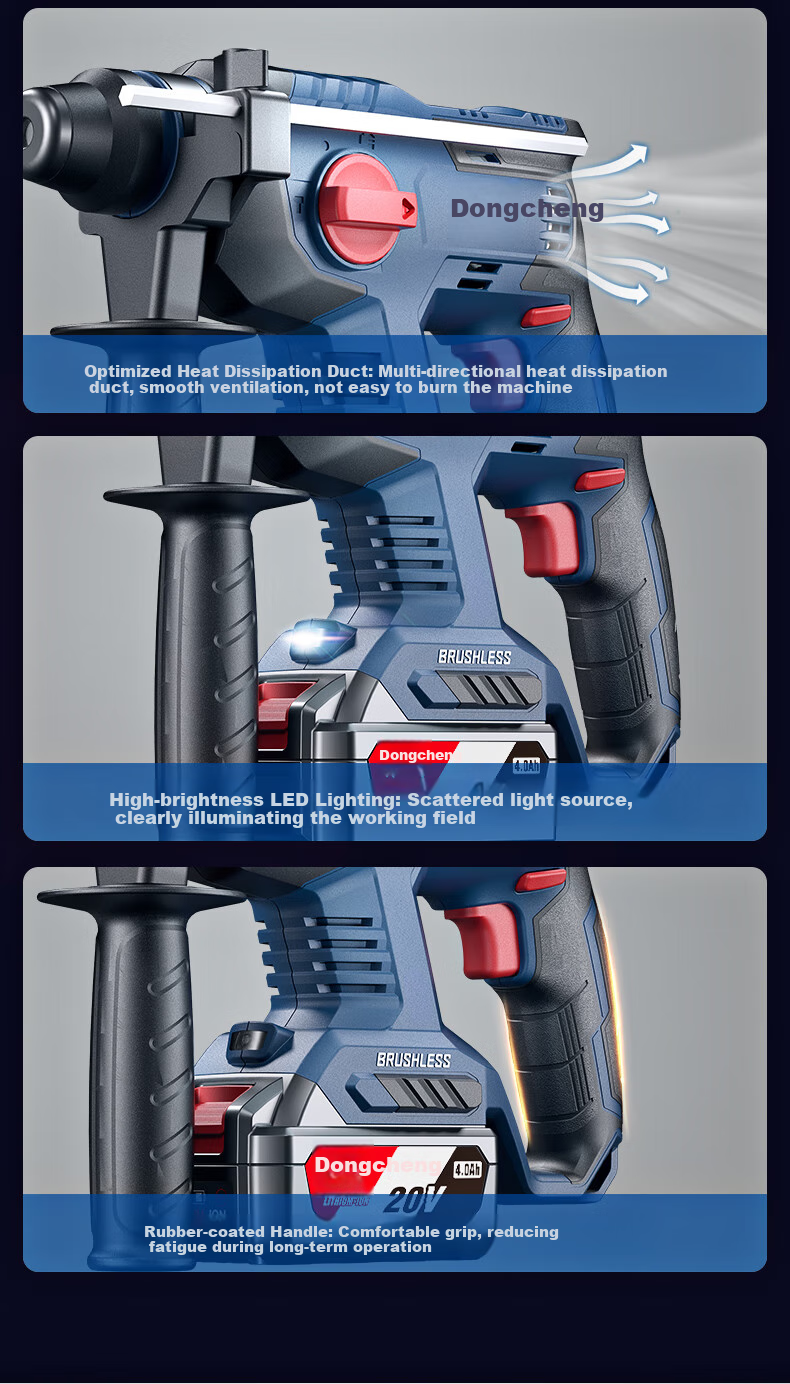 Dongcheng Industrial-Grade Brushless Cordless Rotary Hammer WZC22DT, Impact Drill, Electric Hammer, Electric Pick, Electric Drill, Three-In Power Tool 13