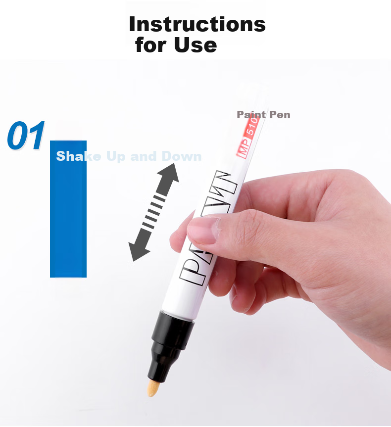 BAOKE MP510 White Oil-Based Marker Pen, Signature Pen, Check-In Pen, Note-Taking Pen, Graffiti Pen, 12 Pens/box 6