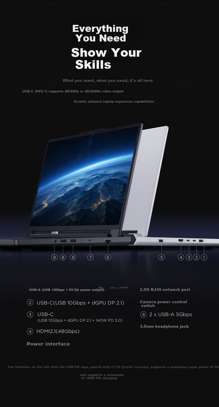 Lenovo Savior R9000P AI Yuanqi Gaming Laptop (AMD Ryzen 9 8945HX, 32GB RAM, 1TB Storage, RTX5060, 2.5K 240Hz Display, Black) with Subsidy 12