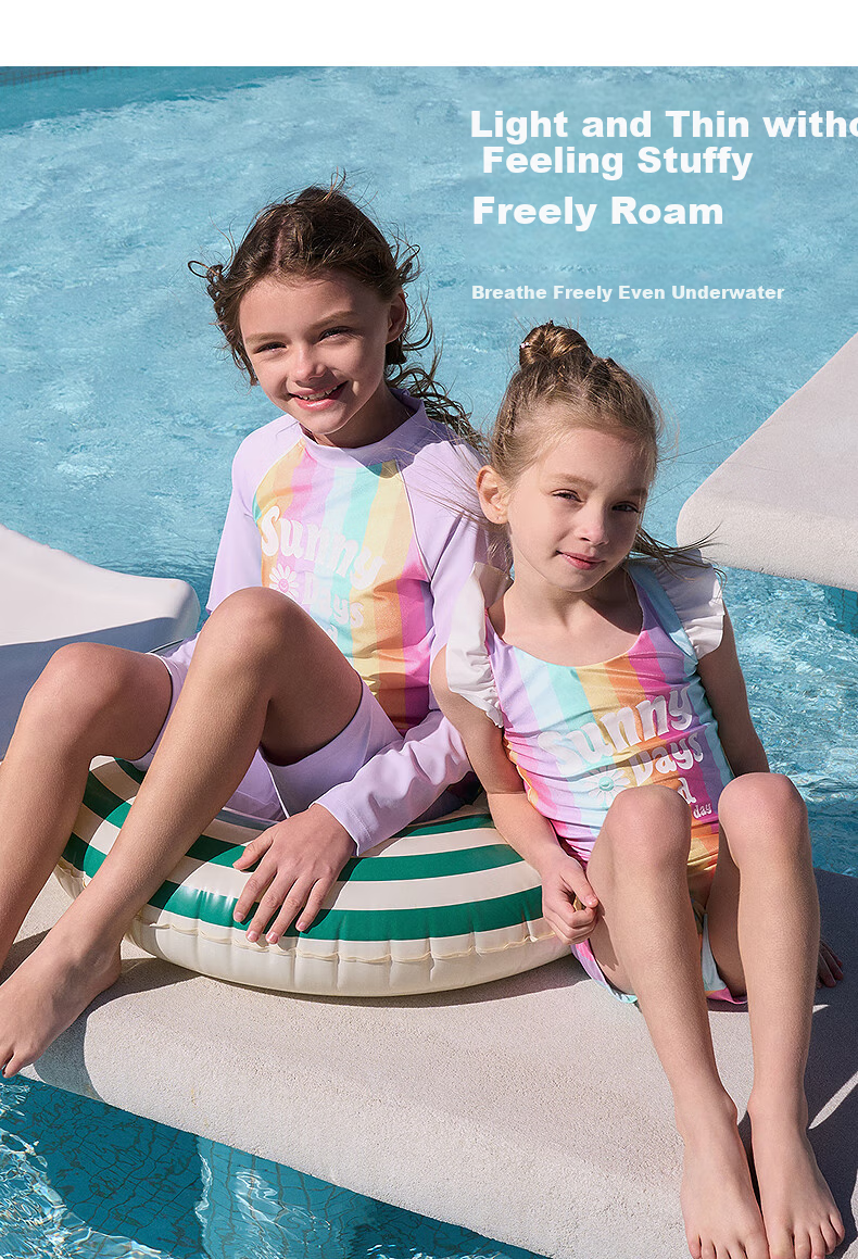 Aimer Kids Vacation Swimsuit Set for Girls, Sun Protection 50+, Chlorine Resistant One-Piece Style 120 5