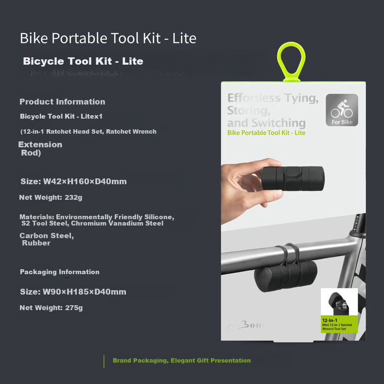 Bone Bicycle Repair Tool Kit with Tire Repair Ratchet Wrench Set, Portable Multi-Functional Repair Tool Combination for Road Bikes 14